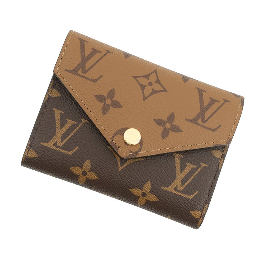 Louis Vuitton Tri fold Wallet Monogram Reverse Portefeuille Victorine Black